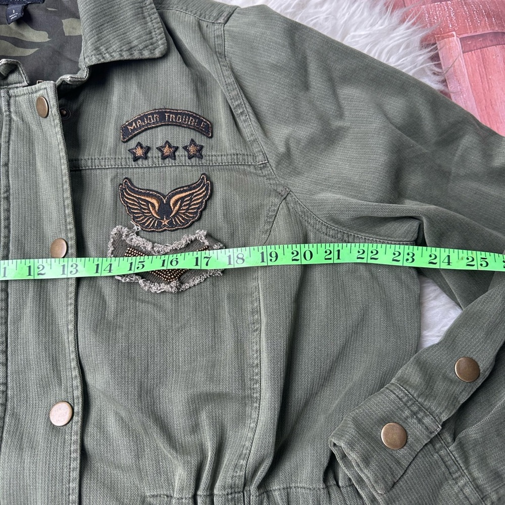 Torrid Olive Green Twill Military Embellished Jacket Size 1 - Picture 5 of 5